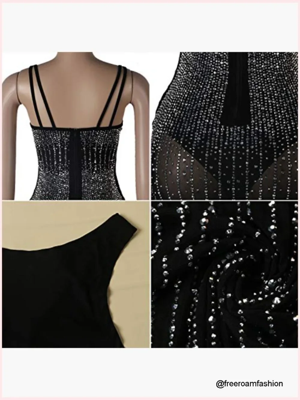 Long Sleeve Birthday Dress Sexy Rhinestone Bodycon Midi Dress - Picture 5 of 6